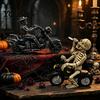 Motorcycle Enthusiast Presents Gothic Skeleton Rider Figurine, Vintage Biker Skull Statue, Figurines Halloween Tabletop Decor Ornament, Gift