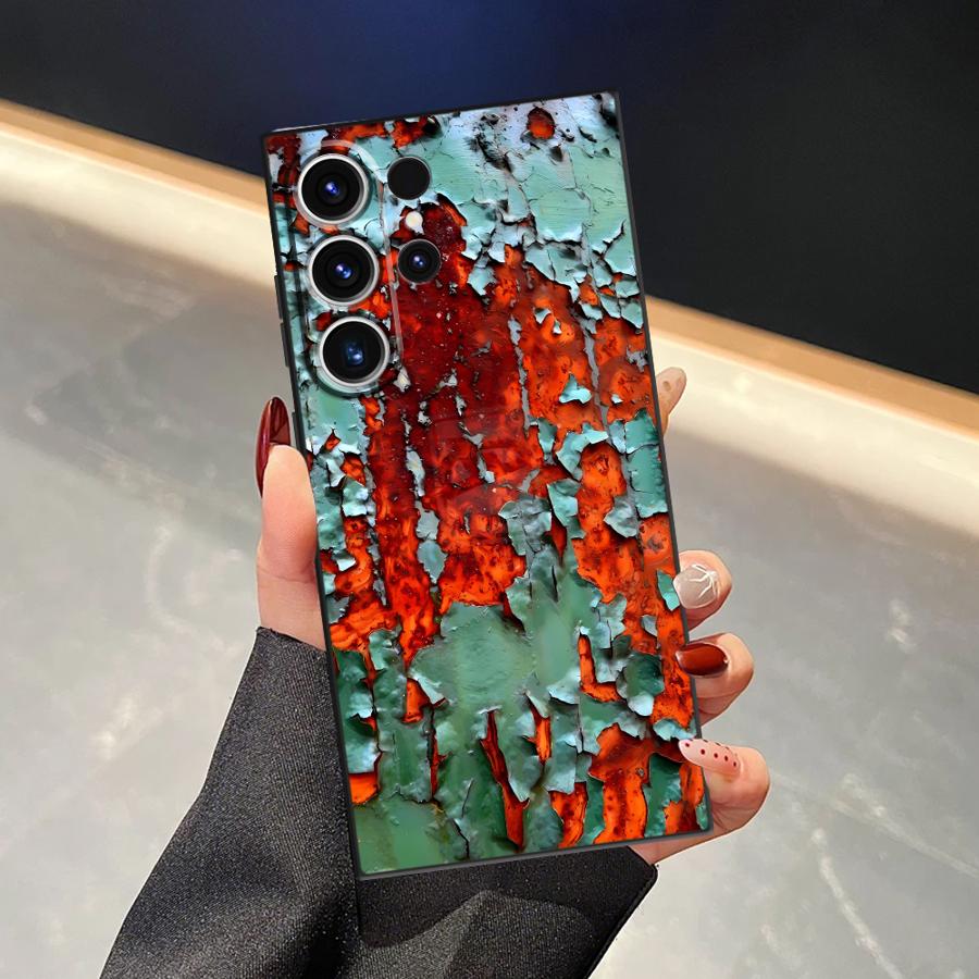 Case for Samsung Galaxy S25 Ultra S23 FE S24 Plus S21 S20 S22 S9 Funda Phone Cover Retro Rust