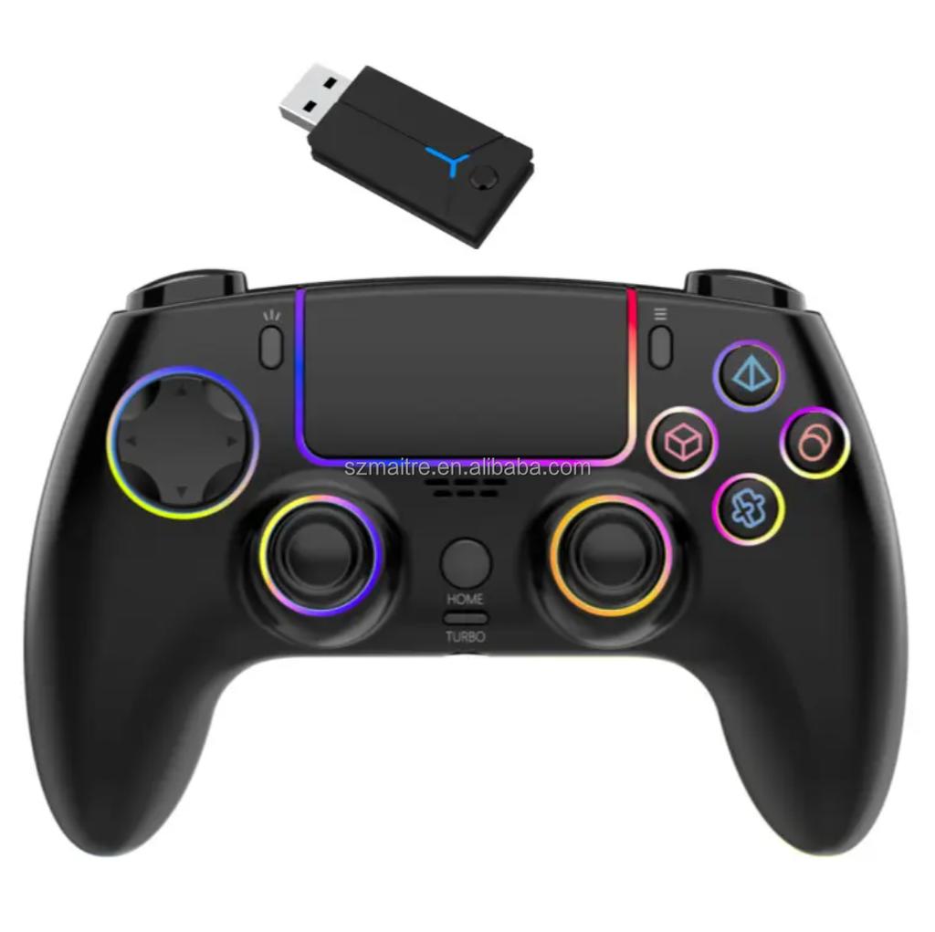 Kabelloser Game Controller Dynamische RGB-Beleuchtung Kabellos 2.4GHz Sechs-Achsen-Gyroskop Touch-Tasten für PS5/PS4/PS3/Switch Spiel-Spieler