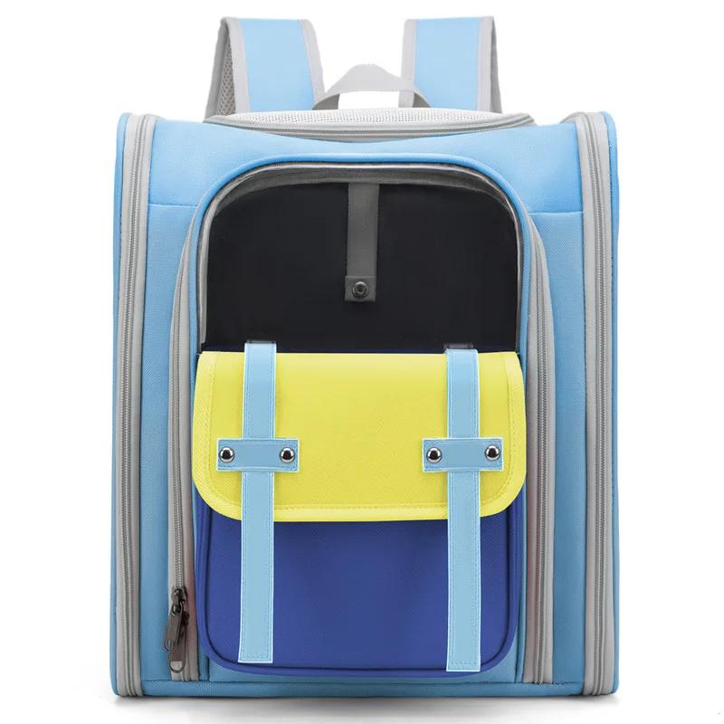 

Breathable Cat Carrier Backpack Portable Foldable Outgoing Travel Backpack Carrier For Cats Small Dogs Carry Bag Cats Supplies синий