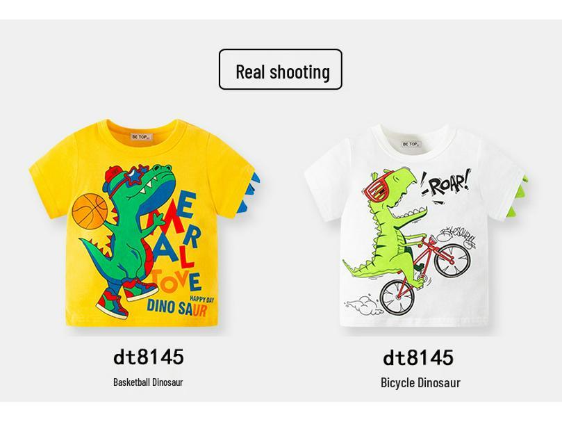 Trendiger Sommer Dinosaurier Cartoon Koreanischer Stil Kurzarm Kinder Einteiler