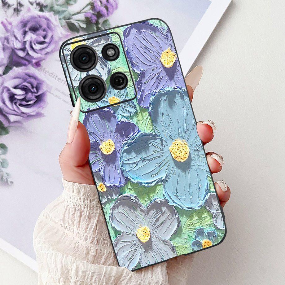 For Motorola G05 G15 Power G35 G55 G75 E15 Phone Case Back Cover Girly Fashion Flower Butterfly Paintong Soft TPU Bumper Fundas