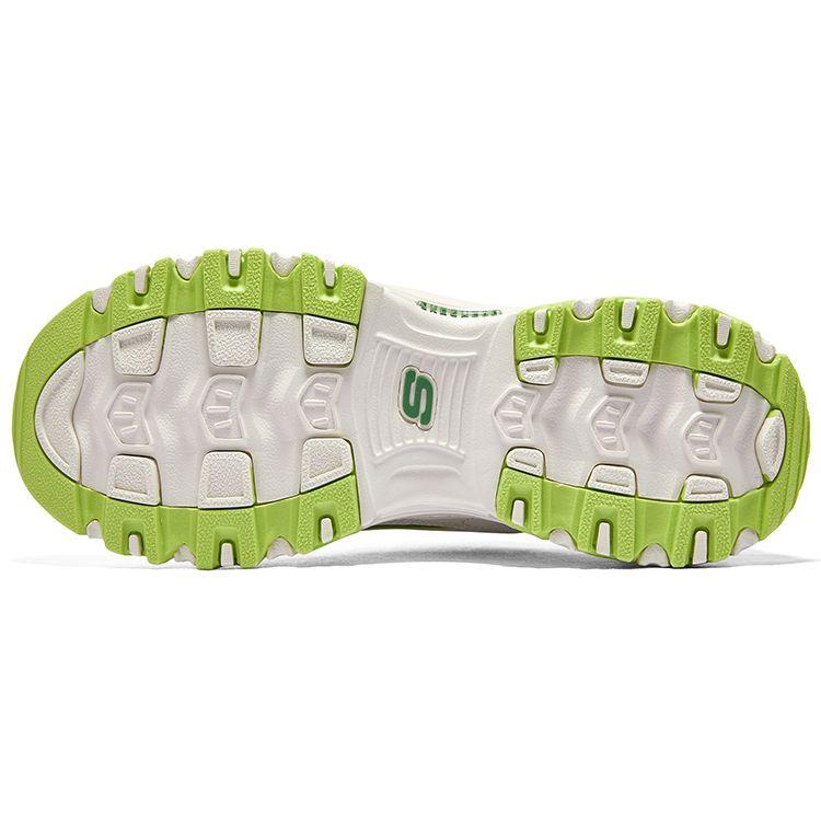 Skechers DLites 1.0 Lace Bear 2.0 Mesh Comfortable Versatile Daily Wear Durable Low-Top Dad Shoes Women Sneaker White Green 896738-WGR