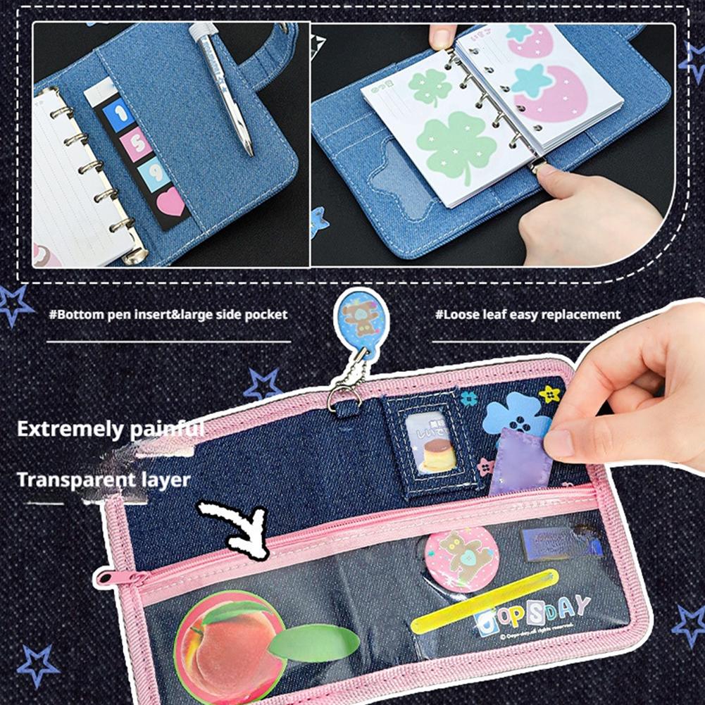 Retro Denim Cover M5 Notizbuch Agenda 2025 DIY Kawaii Scrapbook Loseblatt Mini Reiseplaner Für Schulheft