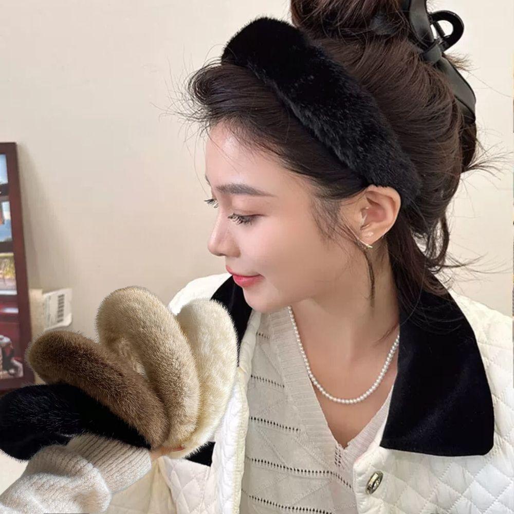 Luxuriöses Damen Winter Nerz Stirnband für Frauen Dame Mode Haarreif Pelziges Geschenk Herbst Winter Weiches Flauschiges Pelziges Haarband