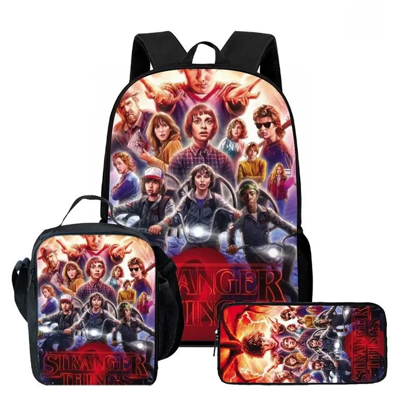 Strangertings Stranger Things Student School Bag Children'S Backpack Satchel Pencil Case