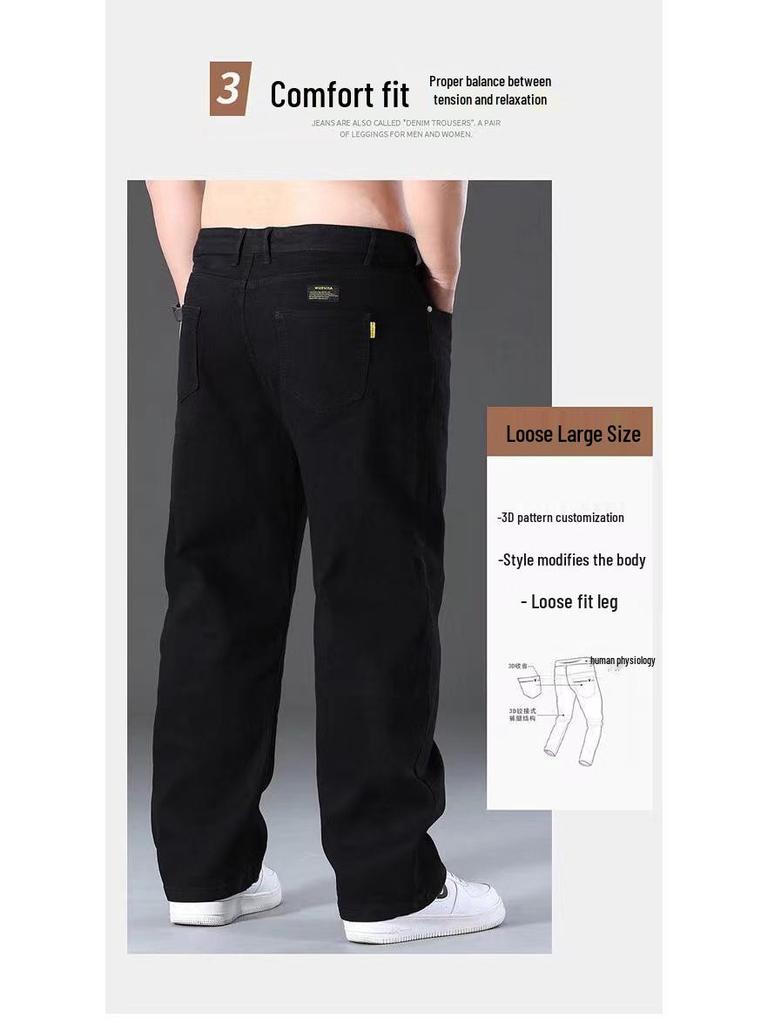 Męskie Grube Jeansy z Elastyczną Talą Plus Size