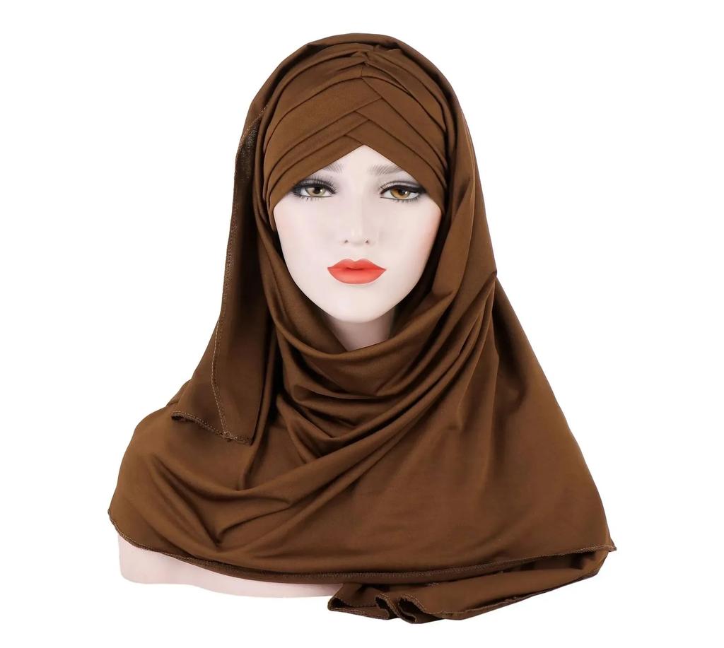 Sofort-Hijab Jersey-Hijabs Für Frauen Kreuz Stirn Pailletten-Turban Muslimische Frauen Hijab-Schal Türkischer Baumwoll-Hijab Für Frauen