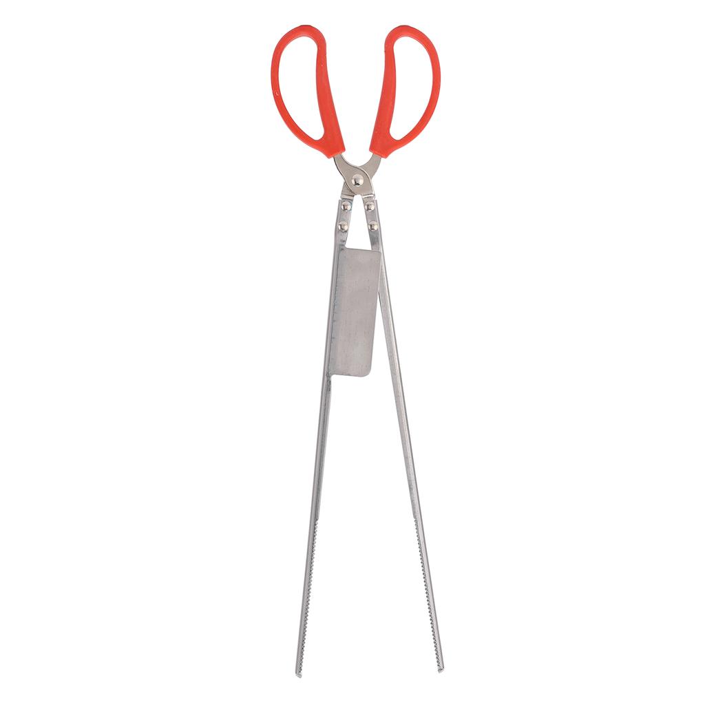 Crab Tongs Stainless Steel Plastic Handles 51cm Length Slot Tip Design Thicken Heat Resistant
