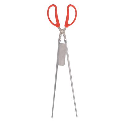 Crab Tongs Stainless Steel Plastic Handles 51cm Length Slot Tip Design Thicken Heat Resistant Scissor Tongs for Fishing