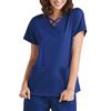 2 stk/sett Unisex sykehusuniformsett V-hals kortermede lommer Topper Elastiske midjebuksesett Hurtigtørkende sykehus tannpleie scrubs uniformer