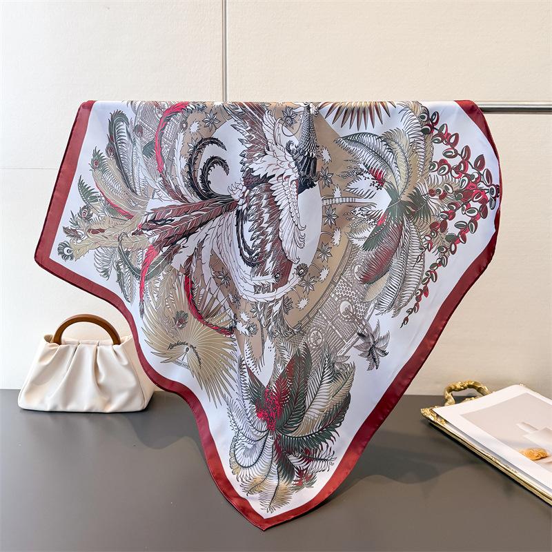 Court Aesthetic Printing High-end Silk Scarf Simulation Silk Square Scarf Shawl Versatile Neck Small Square Scarf Headscarf Scarf Women