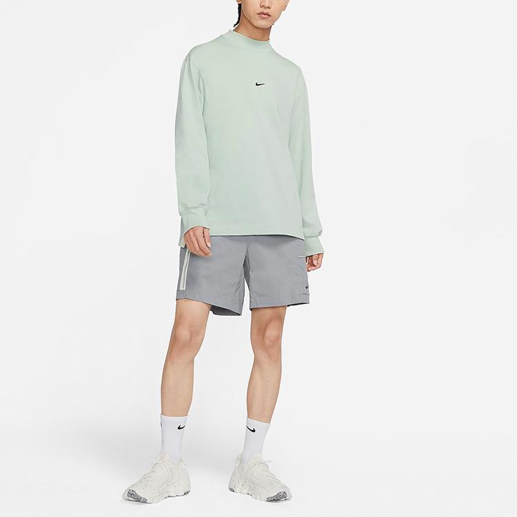 Nike Sportswear Style Essentials Cotton Stand Collar Pullover Long Sleeve T-Shirt Men Tops Aqua-Blue DD7029-017