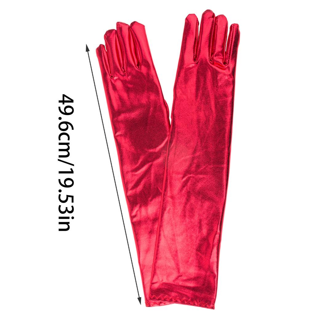 Guantes Metálicos Largos de 17 Pulgadas para Mujer Guantes Brillantes de Cuero Sintético con Aspecto Mojado Disfraz de Halloween Cosplay Accesorios para Fotos