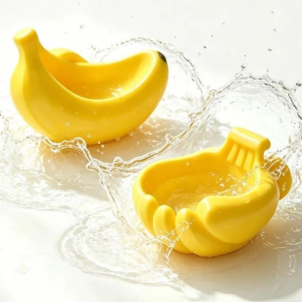 Detachable Bird Food Feeding Dish Anti-Splash Parrot Water Bowl Banana Shape Bird Feeder Budgie