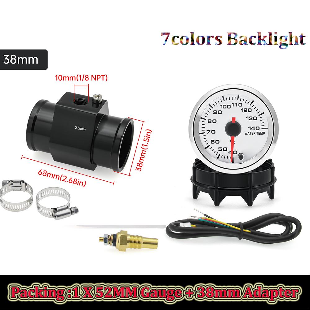 40-120℃ 52MM Wassertemperaturanzeige 12V Universeller Digitaler Auto-Wassertemperaturanzeiger mit Wassertemperatur-Adapter 26-30mm