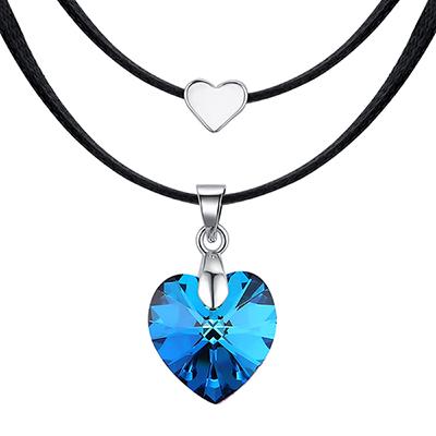 Vintage Original Heart Crystals From Austria Choker Necklaces For Women Double Rope Chain Statement Necklaces Wedding Jewelry