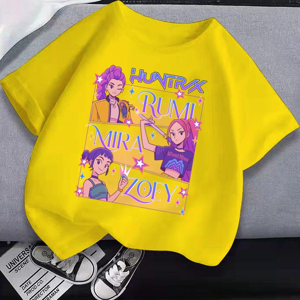 Kpop Demon Hunters Children's Clothing Short Sleeve T-shirt Cute Kpop Demon Hunters Tiger Harajuku Tshirt for Boys Girls