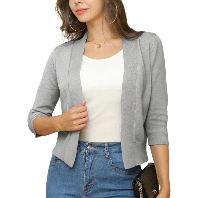 IHUASU Knitwear Women's Simple Versatile Short Jacket Autumn and Winter Knitted Cardigan