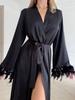 Pigiama con vestaglia in raso e pizzo senza schiena da donna europeo e americano – Elegante e sexy
