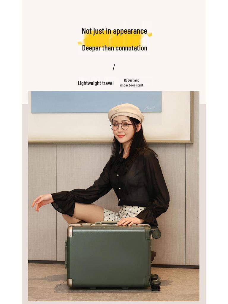 Durable Aluminum Frame Suitcase with Phone Holder & Anti-Collision Corners, Available in 20, 24, and 26 inches for Students and Adults