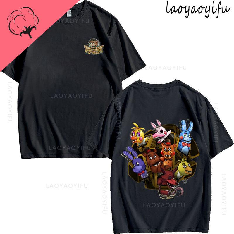 Five Nights At Freddys Theme 100Cotton Printed Fashion Mens Womens Fashion Summer TShirt Shortsleev High Quality Oneck