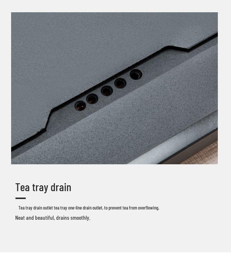 Black Gold Slate Tea Tray with Drainage - Simple Embedded Design