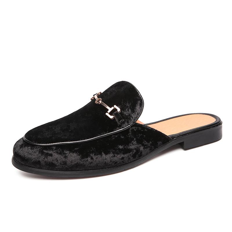Men s Trend Doudou Shoes Half-support Leather Shoes Men s Personality Lazy Shoes Fashion Trend Casual Shoes 38