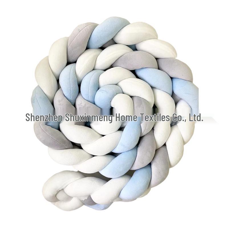 Four-Strand Braided Baby Crib Bumper Pillow – Knotted Ball Anti-Collision Cushion.
