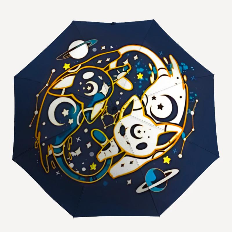 

1pc Galaxy Cats Auto Open/close, All-Season Portable Folding Umbrella for Women & Men, Travel, Everyday, Formal Events - Compact Luxury Parasol, Outdo
