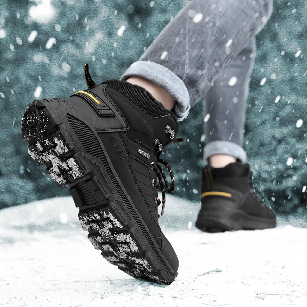 TUINANLE Winter Men Boots Fur Warm Snow Boots Men Hiking Shoes Work Ankle Booties Outdoor Men's Sneakers Footwear