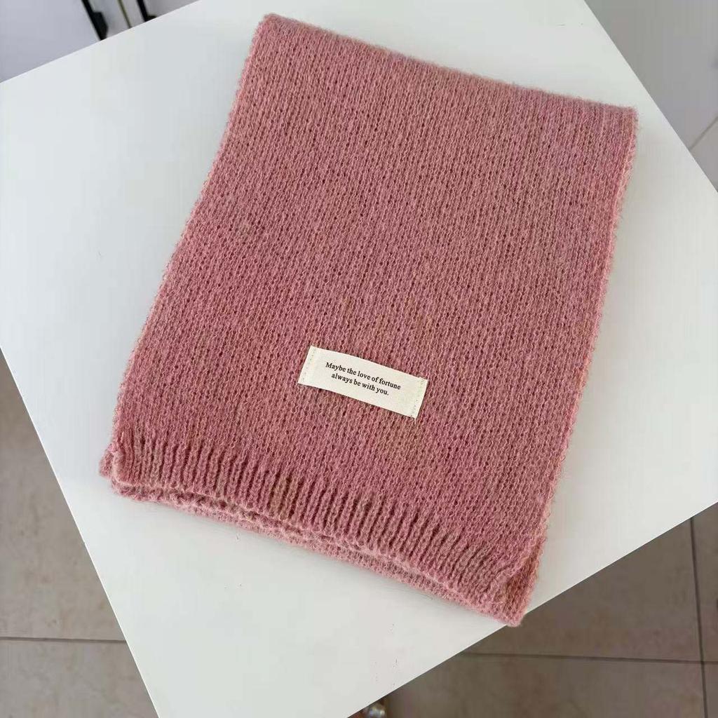 New Winter Versatile Solid Color Knitted Scarf Women's Autumn and Winter Wool Men's and Women's Couples Scarf with Shawl