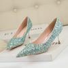 Fashion Sequins Kitten Heels Fashion Woman Pumps Pointed Toe Heeled Shoes Stiletto Heels 2024 New Heeled Shoes Sliver Gold Wedding Shoes