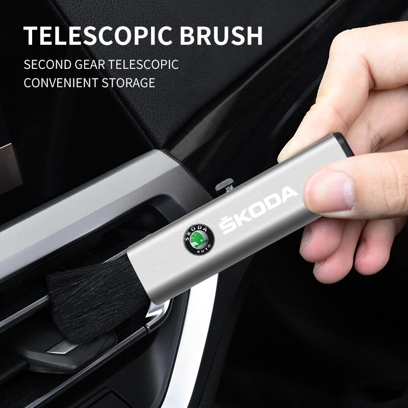 CUCB7 Car Conditioning Air Outlet Retractable Cleaning Plastic Soft Brush For Skoda Octavia A5 Superb Old Febia Roomster Kodiaq Yeti
