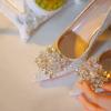 French High Heels Summer Women's 2025 New Crystal Shoes Wedding Shoes Bridal Shoes Main Wedding Shoes Wedding Niche