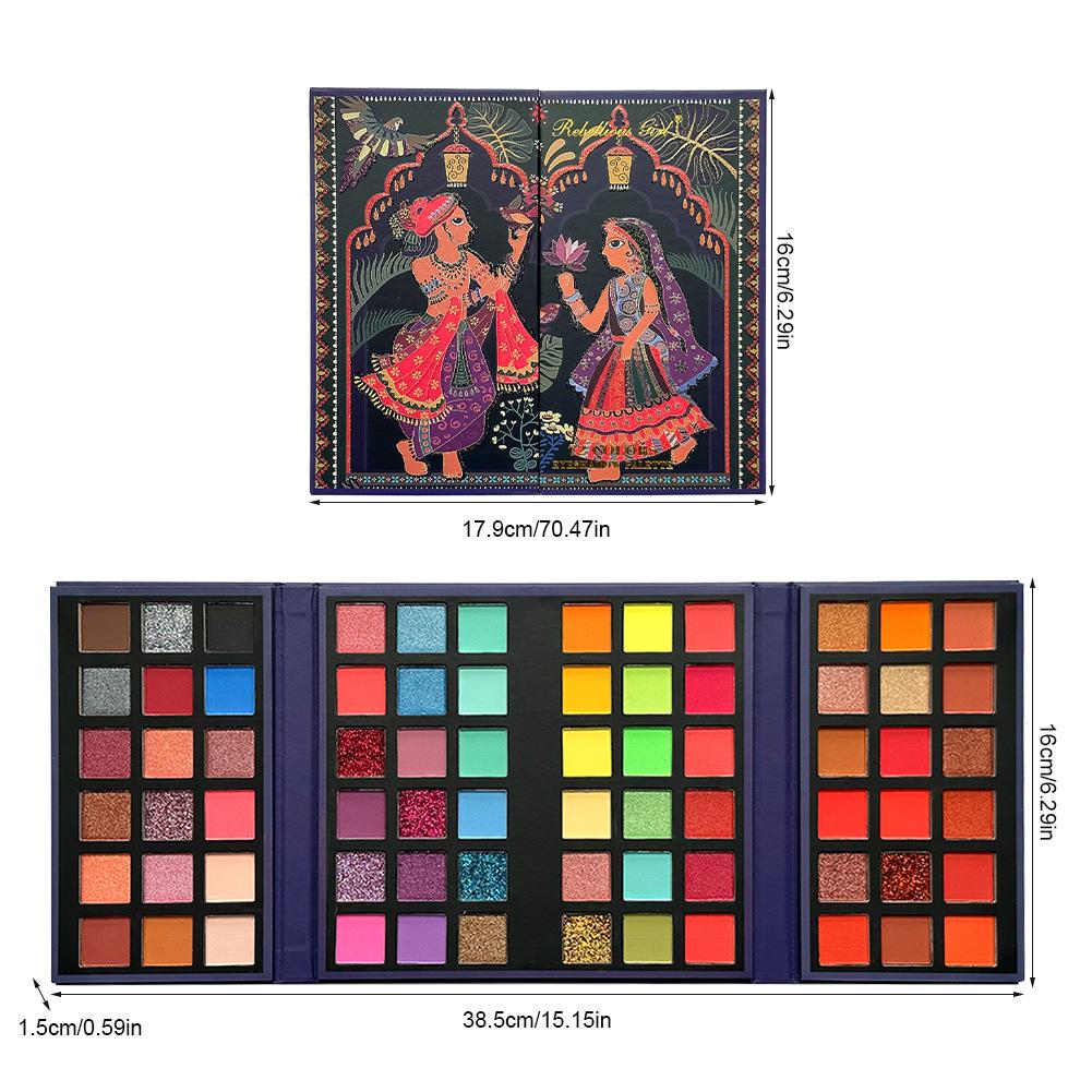 72 Colors Eyeshadow Palette Matte Shimmer Glitter Rainbow Highly Pigmented Neon Eye Makeup Palette for Stage Carnival