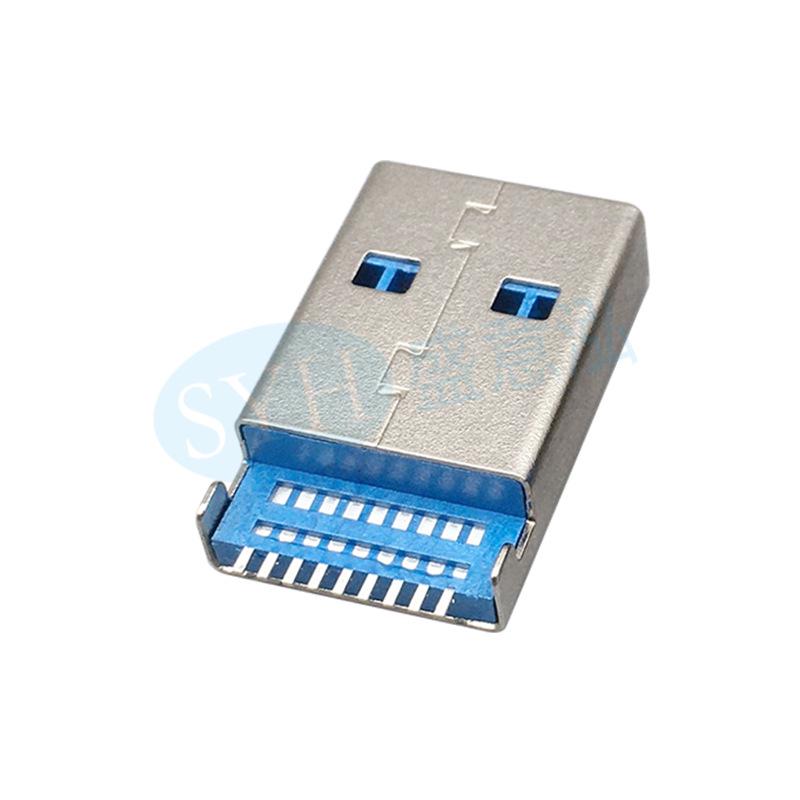 USB 3.0 Female Socket Flush Mount with 1.9 Straight Pins, 180° Surface Mount, High-Speed Transmission Male Connector.