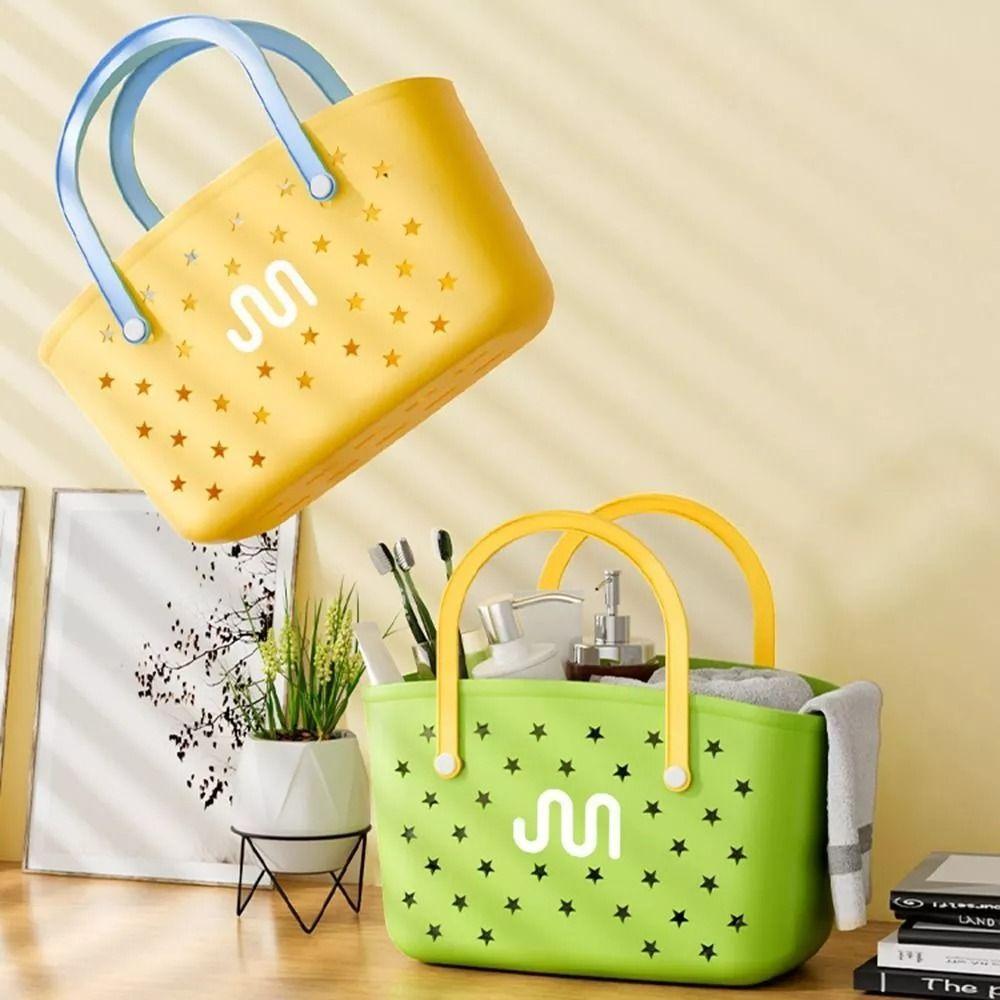 Large Capacity Beach Bag Plastic Bath Basket Portable Bathroom Storage Basket