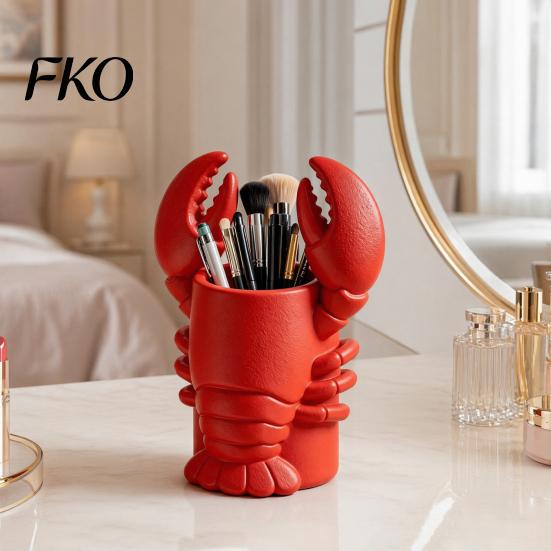 Multifunctional Pen Cup Lobster Holder, Halloween Funny Sea Animal Pencil Stand, Creative Large Diameter Desk Organizer for Brushes Makeup Tools,