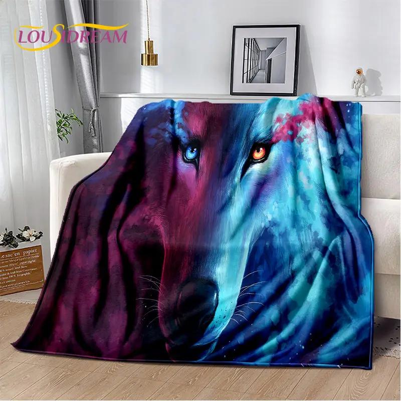 3D-Cartoon-Tiger, Wolf, Löwe, Leopard, Tier, Plüschdecke, Flanelldecke, Überwurf, Decke für Wohnzimmer, Schlafzimmer, Bett, Sofa, Picknick