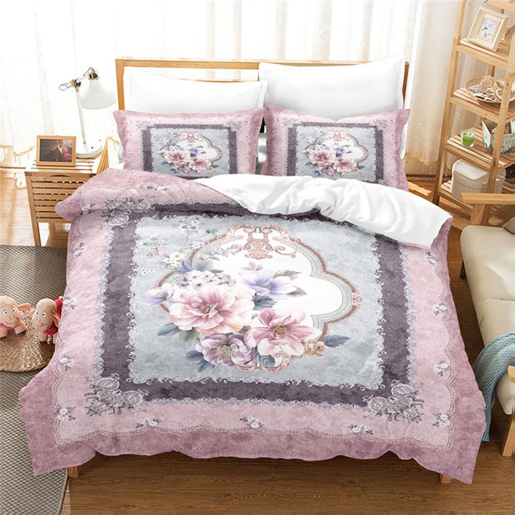 Luxurious Retro Flowers and Plants Duvet Cover Microfiber Exotic European Style Flowers for Women Gifts Bedroom Decoration King