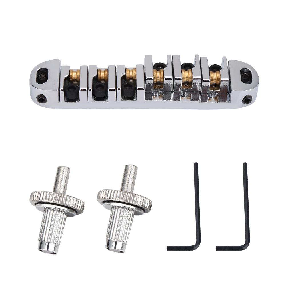 1 Set Ponte Sella a Rulli in Lega Parte di Ricambio per Chitarra Elettrica 6 Corde Stile LP(Argento)