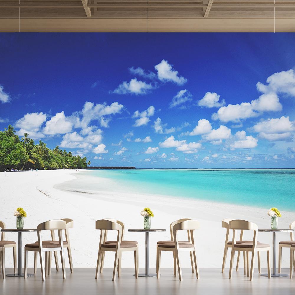3d Beach Wall Mural Romantic Coconut Tree Mural Sea View Wallpaper for Bedroom Living Room Home Decor Beach Wallpaper
