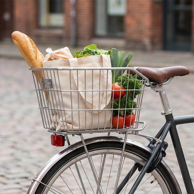 Heavy Duty Rear Bike Cargo Basket Replacement Metal Back Seat Cargo Carriers Rear Luggage Bike Rack Easy To Install
