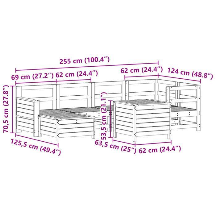 VidaXL Garden Lounge Set 7 Pcs White Solid Pine Wood 3250969