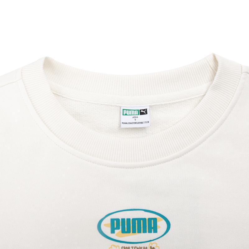 PUMA Sweatshirts Women's White Crew Neck Moderate Regular 537968-65