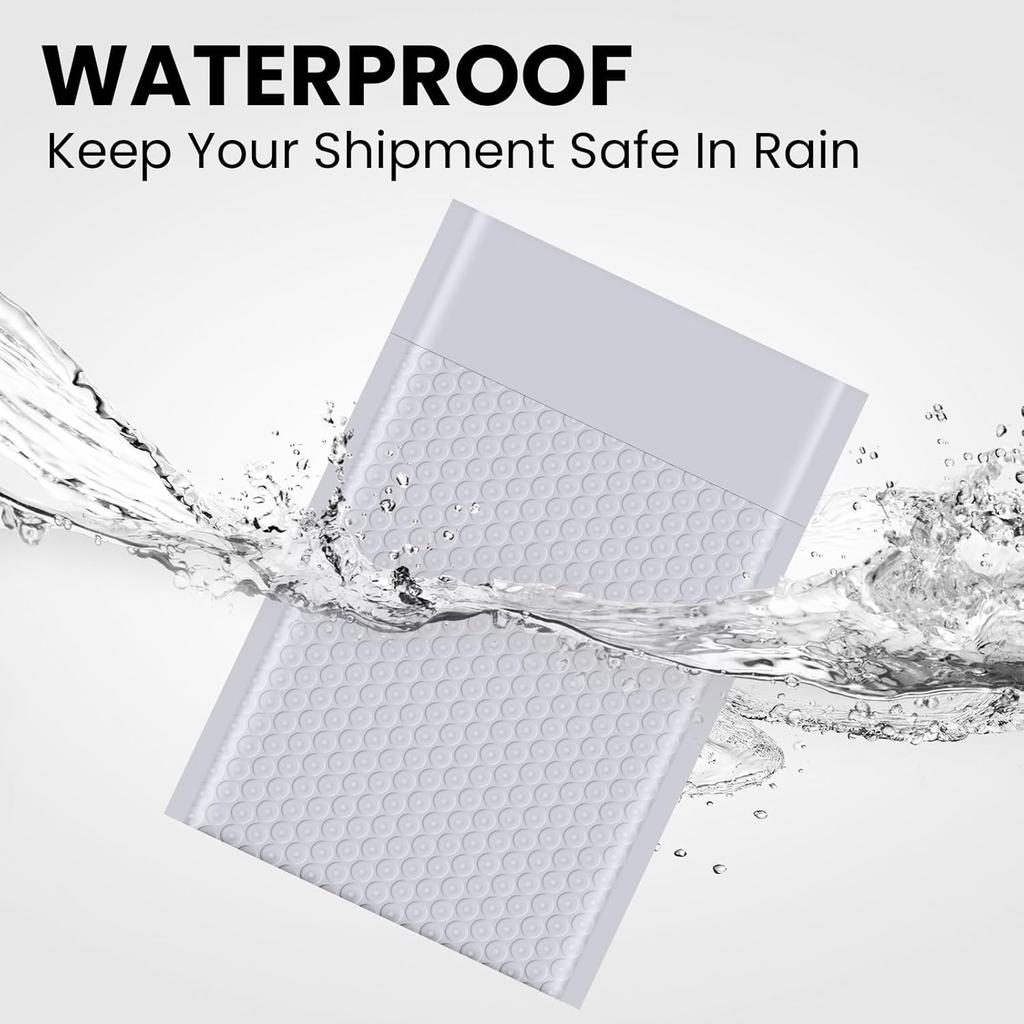 10pcs White Waterproof Bubble Mailers Protective Padded Poly Envelopes Self Seal Mailing Bags for Fragile Items Cosmetic Samples