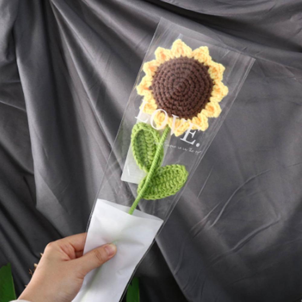 House Party Decoration Flower Art Knited Flower Table Fake Flowers Vase Ornament Sunflower Bouquet
