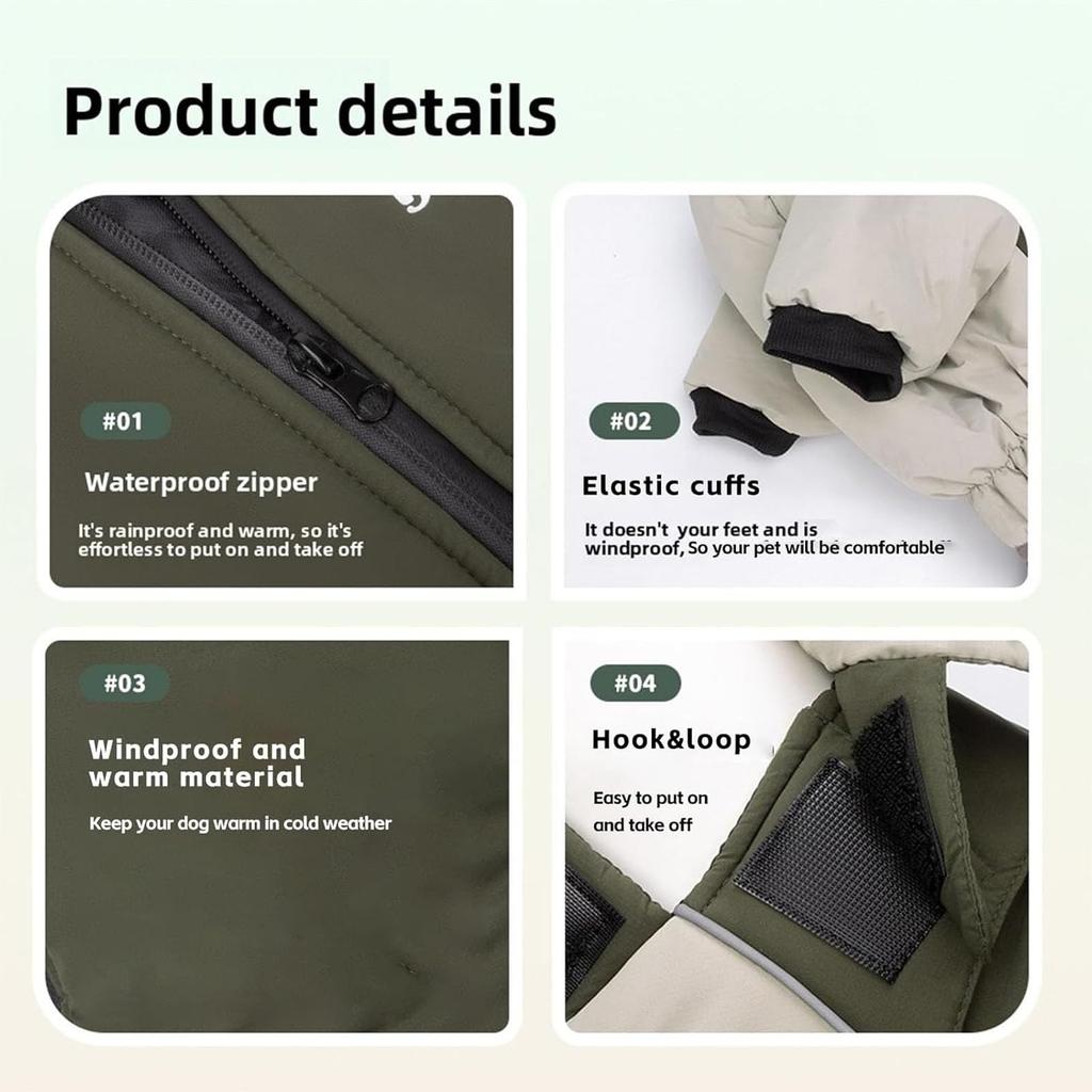 Warm Dog Winter Coat, Pet Coats For Large Dogs Winter,Dog Turtleneck Coat With Zipper & Reflective Strips,Pet Jacket For Medium Large Dogs