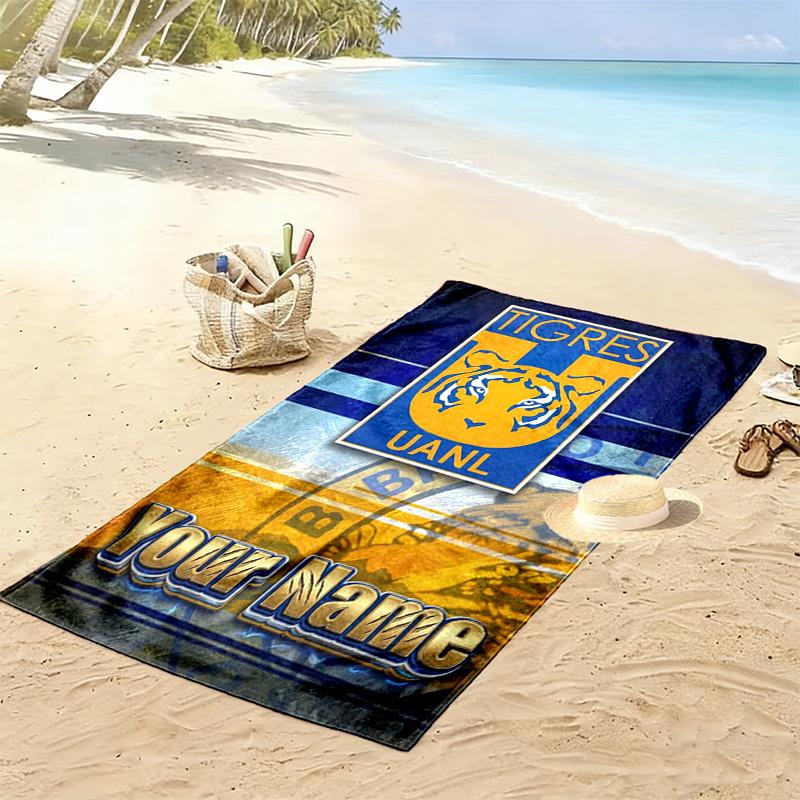 Name Custom Tigres uanl Print Beach Towel, Large Soft Quick Dry Towel for Beach Camping Swimming